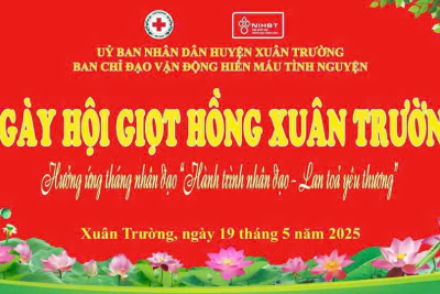 Cán bộ, giáo viên, nhân viên trường mầm non Xuân Thượng hưởng ứng ngày hội giọt hồng Xuân Trường